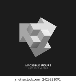 Impossible figure. 3D abstract optical illusion. Vector illustration.