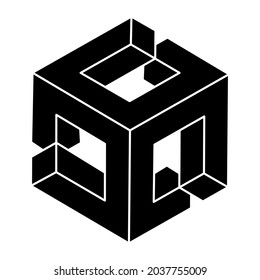 Figura imposible.  Forma geométrica. Objeto de ilusión óptica. Arte óptico.