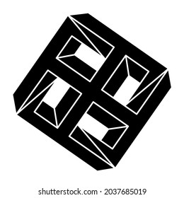 Impossible figure. Line design. Optical illusion object. Optical art shape.