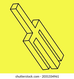 Impossible figure. Line design. Impossible shapes. Optical illusion objects. Op art. Sacred geometry.