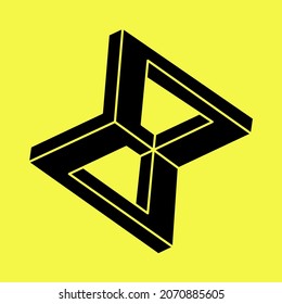 Impossible figure. Line design. Impossible shapes. Optical illusion objects. Optical art. Geometry.
