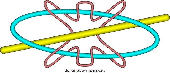 Una figura imposible hecha de un entrelazado de varillas multicolores de diferente espesor y forma.