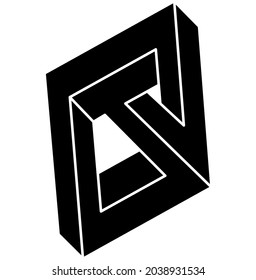 Figura imposible. Objeto de ilusión óptica. Forma geométrica irreal. Arte óptico.