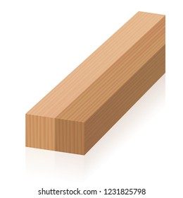 Impossible figure. Optical illusion with two wooden blocks. At the front they lie side by side, but at the back above each other. Isolated vector on white background.
