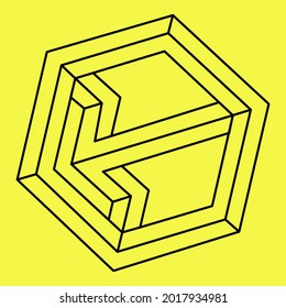 Impossible figure. Vector illustration, logotype. Optical illusion.