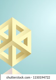 Impossible figures isometric 3d hollow cubes in Escher style, imp-art. Geometric 3D shape optical illusion vector background for posters and brochures with hatching on the glass