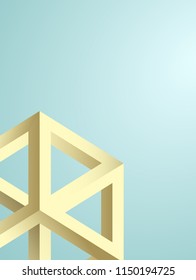 Impossible figures isometric 3d hollow cubes in Escher style, imp-art. Geometric 3D shape optical illusion vector background for posters and brochures with hatching on the glass