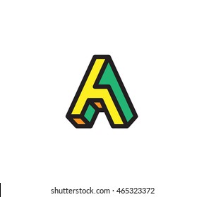 Impossible figures Letter A. Vector logo in the modern linear style
