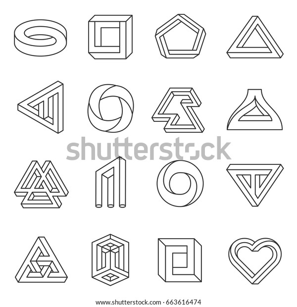 Impossible Figures Line Art Collection Type Stock Vector (Royalty Free ...