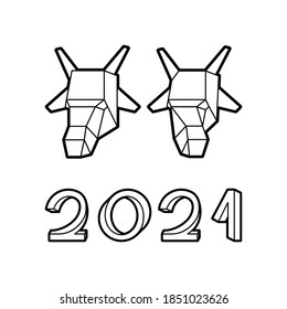 Impossible font and ox head happy new year 2021