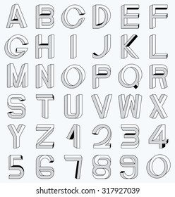 Impossible font set, including numerals. Raster dots pattern is applied.