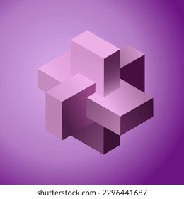 Impossible geometric objects. Vector illustration in realistic style. Design element for print, websites, applications, print for fabric, logo