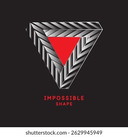 Impossible geometric shape. The Penrose triangle. Isolated 3d shape. A graphic element for your design. An optical illusion.
