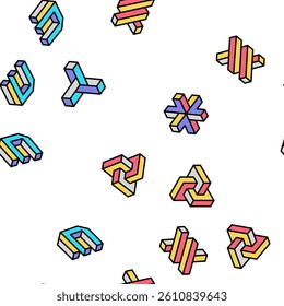 impossible geometric shape Vector Seamless Pattern Thin Line Illustration