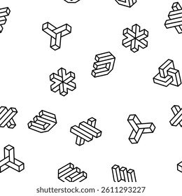 impossible geometric shape Vector Seamless Pattern Thin Line Illustration