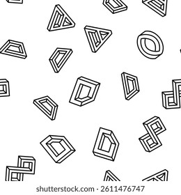 impossible geometric shape Vector Seamless Pattern Thin Line Illustration