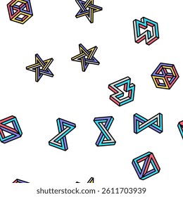 impossible geometric shape Vector Seamless Pattern Thin Line Illustration