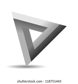 Impossible geometrical shape with shadow over white