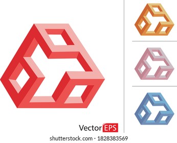 Impossible geometry object isolated on white background. Vector abstract.