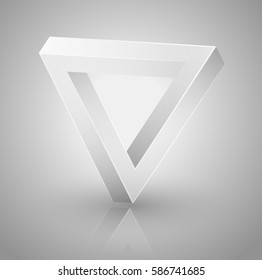 impossible geometry. Optical illusion triangle. Vector Illustration isolated on white. Sacred geometry. Futurism.