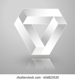 impossible geometry. Optical illusion triangle. Vector Illustration isolated on white. Sacred geometry. Futurism.