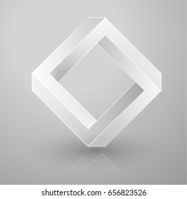 impossible geometry. Optical illusion triangle. Vector Illustration isolated on white. Sacred geometry. Futurism.