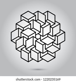 Impossible geometry symbols vector on grey background.Sacred geometry symbols and signes vector illustration. Hipster tattoo. Flower of life symbol. Illustration EPS10