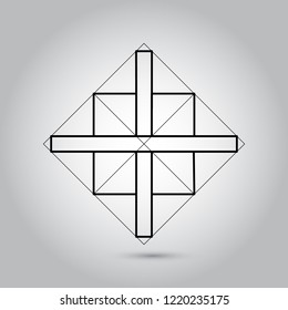 Impossible geometry symbols vector on grey background.Sacred geometry symbols and signes vector illustration. Hipster tattoo. Flower of life symbol. Illustration EPS10