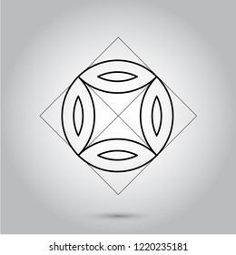 Impossible geometry symbols vector on grey background.Sacred geometry symbols and signes vector illustration. Hipster tattoo. Flower of life symbol. Illustration EPS10