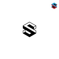 Impossible Letter S or SS Monogram Logo, Optical Illusion Geometric Design with white background.