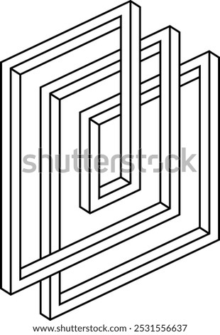 Impossible line figure. 3D abstract optical illusion. Vector illustration.