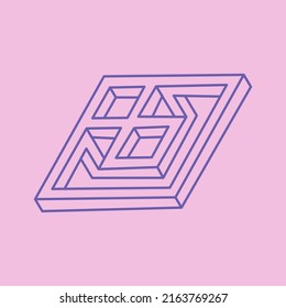 Impossible Logo. Abstract isometric drawing shape. 