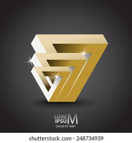 Impossible looped triangles vector logo template. Luxury symbol