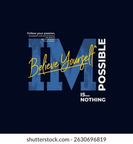 Impossível não é nada, tipografia abstrata motivacional cita slogan de design moderno. Gráficos de ilustração vetorial imprimir em camisa, vestuário, fundo, cartaz, banner, cartão postal e/ou mídias sociais
