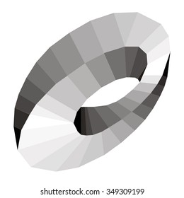 impossible object with facets, abstract form, computer drawing,  vector, illustration, design elements