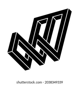 Impossible object. Geometric shape. Optical illusion figure. 