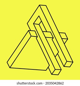 Impossible object. Line geometric shape. Optical illusion figure. Optical art.