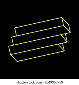 Impossible object. Line geometric shape. Optical illusion figure. 
