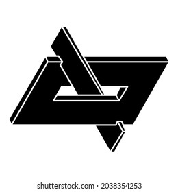 Impossible object. Optical art. Geometric shape. Optical illusion figure. 
