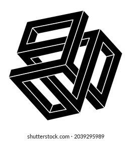 Unmögliches Objekt. Optische Kunst. Unreal geometrische Form. Optische Illusionsfigur. 