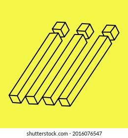 Impossible object. Optical illusion. 3d illustration.