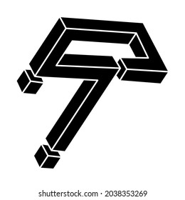 Impossible object. Optical illusion. 3d illustration. Geometric figure. Optical art shape.