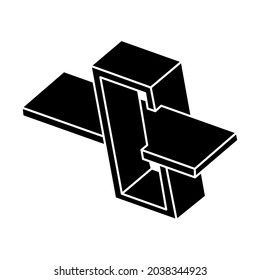 Impossible object. Optical illusion shape. 3d illustration. Geometric figure.