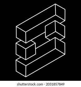 Impossible object. Optical illusion shapes. 3d illustration vector. Geometric figures.