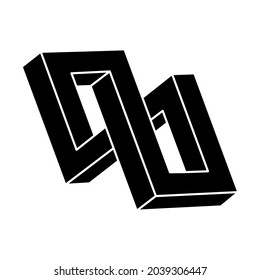 Impossible object. Sacred geometry shape. Optical illusion figure. Optical art.