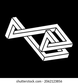 Impossible objects. Escher paradox. Line geometric shapes. Optical illusion figure.