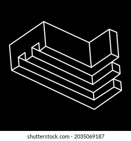 Impossible objects. Line geometric shape. Optical illusion figures.  Optical art.