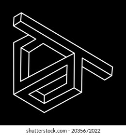 Impossible objects. Line geometric shape. Optical illusion figure. Escher style. Line art. Optical art.