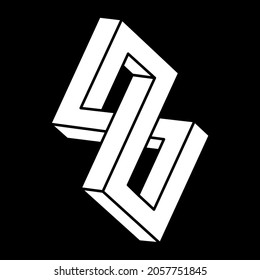Impossible objects. Line geometric shapes. Optical illusion figure. Geometry. Escher paradox.