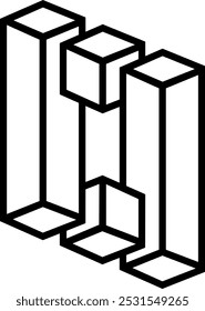 Impossible objects. Line geometric shapes. Optical illusion figures. Escher style.